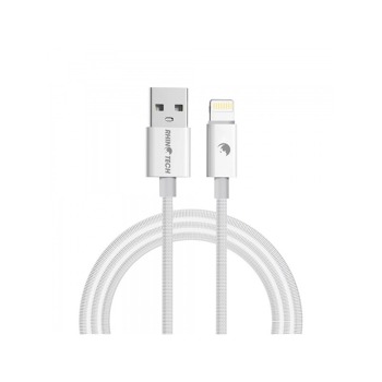 RhinoTech kabel s nylonovým opletem USB-A na Lightning 2,4A 1M bílá (5ks set)