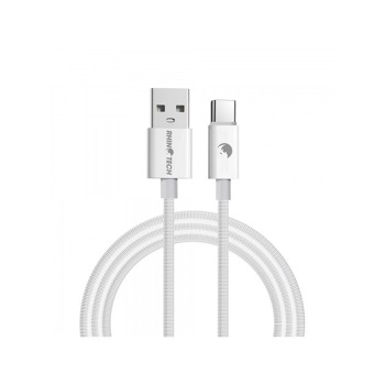 RhinoTech kabel s nylonovým opletem USB-A na USB-C 27W 1M bílá (5ks set)