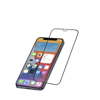 Ochranné tvrzené sklo pro celý displej Cellularline CAPSULE pro Apple iPhone 12 - Černé