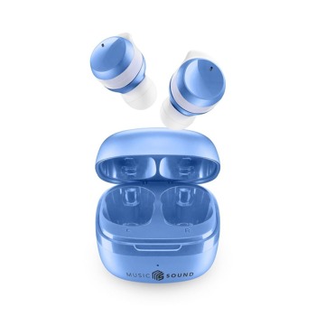 TWS bezdrátová špuntová sluchátka Music Sound FLOW, blankytně modrá