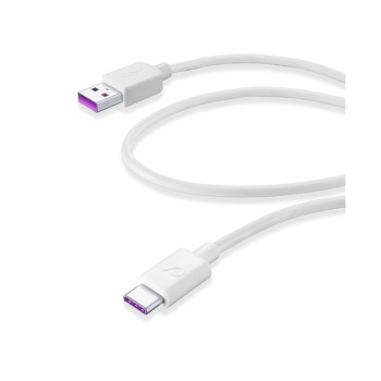 USB datový kabel Cellularline SC s USB-C konektorem, Huawei SuperCharge technologie, 120 cm, bílý