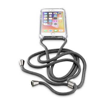 Transparentní zadní kryt Cellularline Neck-Case s černou šňůrkou na krk pro Apple iPhone 7