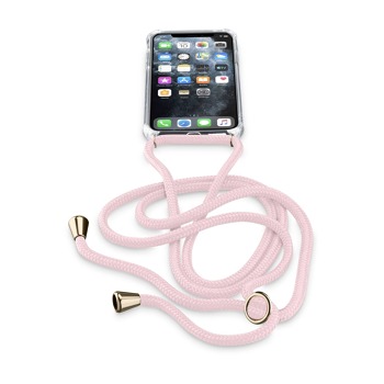 Transparentní zadní kryt Cellularline Neck-Case s růžovou šňůrkou na krk pro Apple iPhone 11 Pro Max