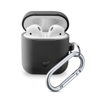 Ochranný kryt s karabinou Cellularline Bounce pro Apple AirPods 1 & 2, černý