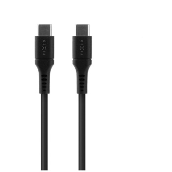 Nabíjecí a datový Liquid silicone kabel FIXED s konektory USB-C/USB-C a podporou PD, 1.2m, USB 2.0, 60W, černý