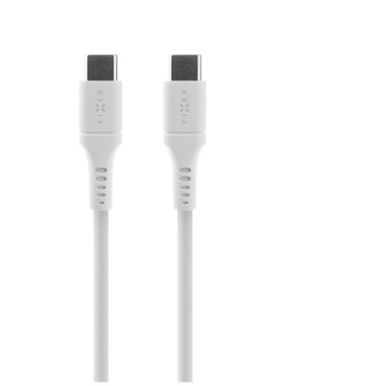 Nabíjecí a datový Liquid silicone kabel FIXED s konektory USB-C/USB-C a podporou PD, 1.2m, USB 2.0, 60W, bílý