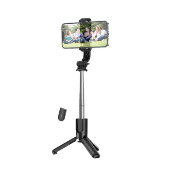 Selfie tyč s flexibilním tripodem Hoco K17 Figure Mini pro živé vysílání - Černá