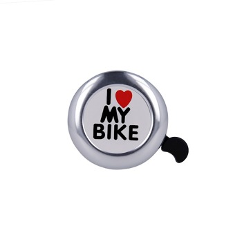 Zvonek na kolo I Love My Bike - Stříbrný