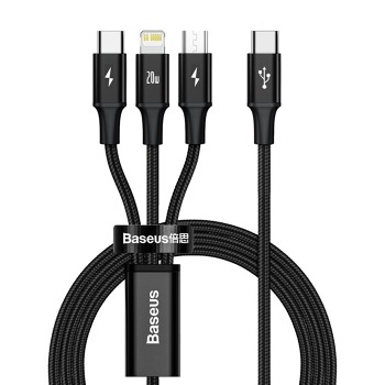 Kabel USB-C řady Baseus Rapid 3 v 1 pro M L T 20W 1,5 m černý