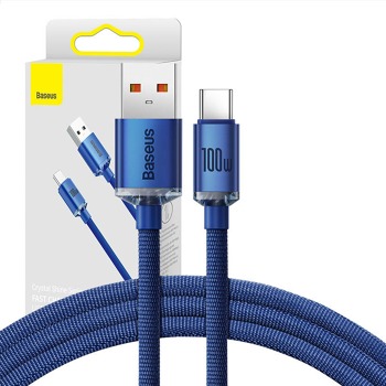 Baseus Crystal Shine kabel USB na USB-C, 5A100W1,2 m (modrý)