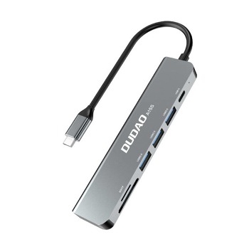Adaptér 6v1 Dudao A15S USB-C na 3x USB, 1x USB-C, SD / TF (šedý)