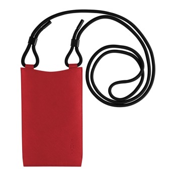 Taštička přes rameno s kapsou FIXED Verona s černou šňůrkou pro mobilní telefony do 7", červená