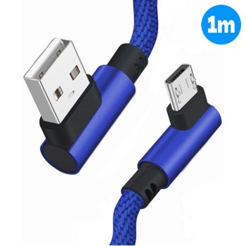 Kabel USB Micro - Modrý, zahlý 1m