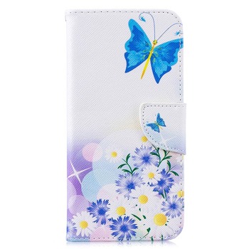 Pouzdro pro Nokia 4.2 - Modrý motýl s květy