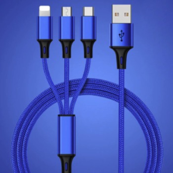 Rychlonabíjecí kabel 3v1 - Modrý