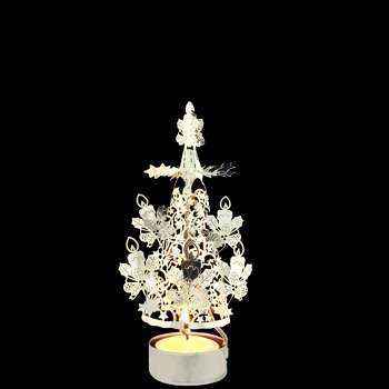 3D stromeček - stříbrný, svíčky-16cm