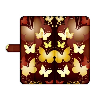 Knížkový obal pro mobil Samsung Galaxy S4 - Zlato-hnědý motýlci