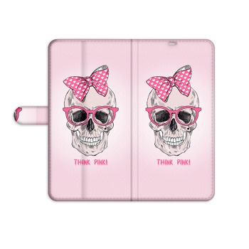 Knížkové pouzdro pro mobil iPhone 12 - Růžová lebka