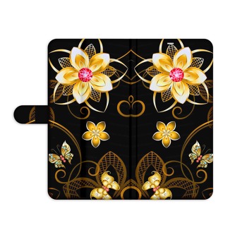 Knížkový obal pro mobil iPhone 12 - Květina s drahokamem