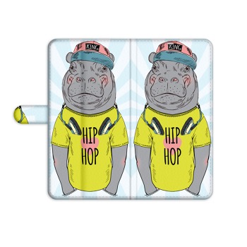Knížkový obal pro mobil iPhone X - Hip-Hop hroch