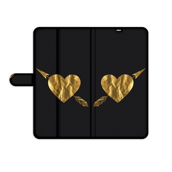 Knížkový obal na mobil iPhone 7 - Zlaté srdce s šípem