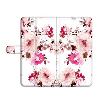 Knížkový obal pro iPhone Xs - Květiny v bílém pozadí