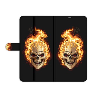 Knížkový obal na mobil iPhone 8 - Ohnivá lebka