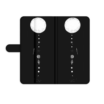 Knížkový obal na mobil iPhone 13 Mini - Černobílá sluneční soustava