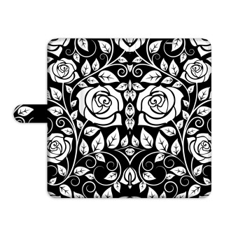 Knížkový obal na iPhone 13 Pro Max - Černobílé růže