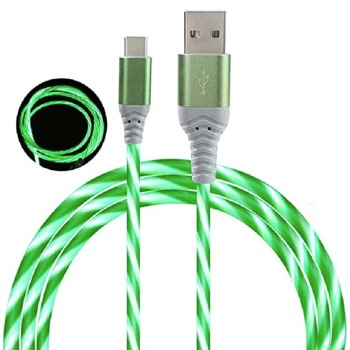 Svítící kabel USB-C - Zelený, 1m