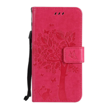 Knížkový obal pro mobil Samsung Galaxy A52 (4G) - Kočka a strom, Růžové