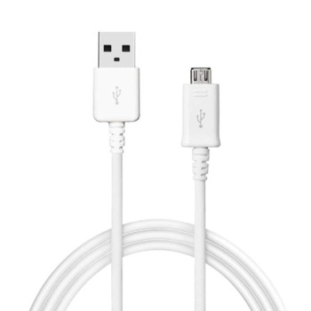 Kabel, rychlonabíjecí 3.1A, USB Micro - Bílý, rovný 1m