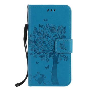 Zavírací pouzdro pro Redmi Note 10S- Kočka a strom, Modré