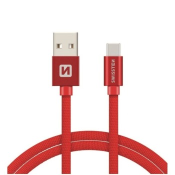 Swissten nabíjecí kabel USB-C - 1.2M, Červený