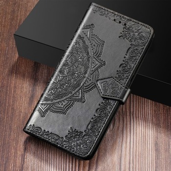 Knížkový obal na Samsung Galaxy A70S - Ornament, Černé