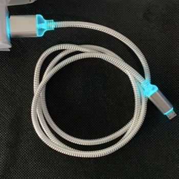 Rychlonabíjecí, svítící LED kabel 2,4A USB-C - Stříbrný, 1m