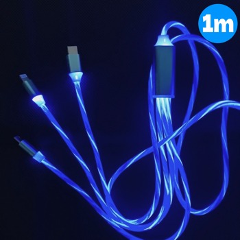 Rychlonabíjecí svítící kabel 3 v 1 - Modrý