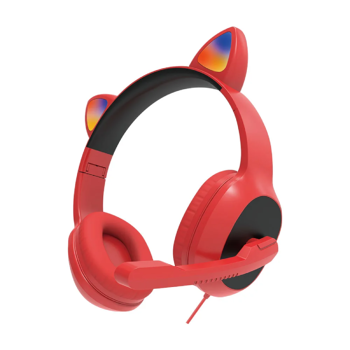Herní drátová sluchátka G19 s mikrofonem a oušky - Červené
