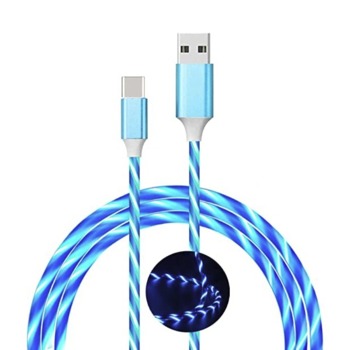 Svítící kabel USB-C - Modrý, 1m