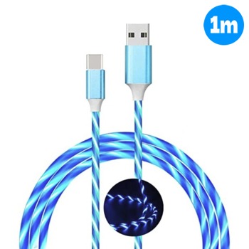 Svítící kabel USB-C - Modrý, 1m