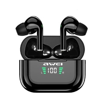 Bezdrátová bluetooth sluchátka AWEI T29P s nabíjecí stanicí - Černé